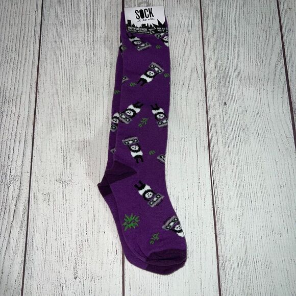 Purple Panda Stereo Youth Crew Knee High Sock it to me socks (age 3-6) - Picture 1 of 5